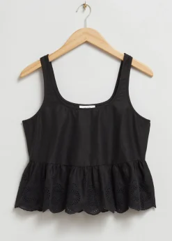 Best Sale Aermelos Broderie Anglaise Top Kvinder Toppe