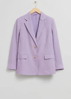 New Afslappet Enkeltradet Linned Blazer Kvinder Sæt Og Dragter