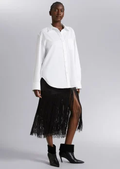 Clearance Afslappet Pasform Skjorte Kvinder Denim