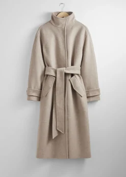 New Afslappet Uldfrakke Med Baelte Kvinder Frakker & Jakker