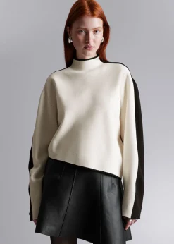 Online Asymmetrisk Tofarvet Top Kvinder Strik