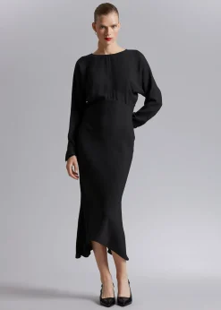 Best Sale Bias-Cut Midi-Kjole Kvinder Kjoler