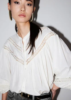 Clearance Bluse Med Blonder Kvinder Bluser Og Skjorter