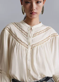 Clearance Bluse Med Blonder Kvinder Bluser Og Skjorter