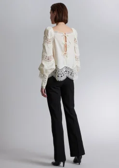 Cheap Bluse Med Blonder Kvinder Bluser Og Skjorter