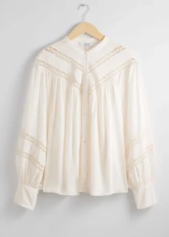 Clearance Bluse Med Blonder Kvinder Bluser Og Skjorter