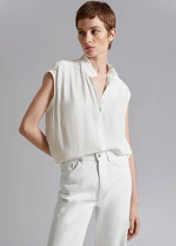 Store Bluse Med Flaeserkrave Kvinder Bluser Og Skjorter