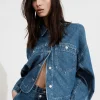 Outlet Boxy Denimjakke Kvinder Denim