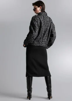 New Boxy Tweed Jakke Kvinder Sæt Og Dragter