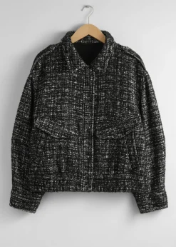 New Boxy Tweed Jakke Kvinder Sæt Og Dragter