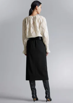 Cheap Broderet Bluse Med Flaesemanchetter Kvinder Bluser Og Skjorter