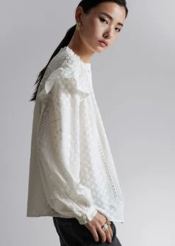 Hot Broderibluse Med Flaeser Og Blomster Kvinder Bluser Og Skjorter