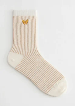 Best Sale Butterfly Motiv Glitter Sokker Kvinder Strømper Og Strømpebukser