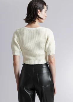 Fashion Cropped Sweetheart Bustier Knit Top Kvinder Toppe