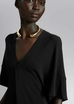 Shop Draperet Kjole Med V-Hals Kvinder Kjoler