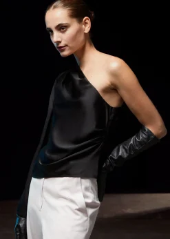 Online En-Skulder Satin Top Kvinder Toppe