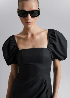 Clearance Figursyet Kjole Med Pufaermer Kvinder Kjoler