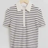 Clearance Figursyet Nautisk Stribet Poloshirt Kvinder Toppe