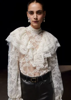 Store Flaesede Blondebluse Kvinder Bluser Og Skjorter