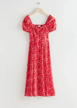 Online Flowy Pufaerme Midikjole Kvinder Kjoler