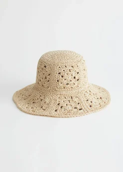 Sale Haeklet Strabottehat Kvinder Hovedbeklædning