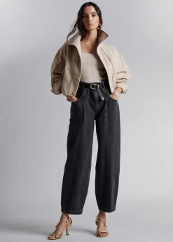 Sale Jacquard-Vaevet Bikerjakke Kvinder Frakker & Jakker