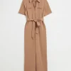 Store Kortaermet Jumpsuit Med Baelte Kvinder Jumpsuits