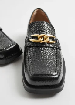 Sale Laederloafers Med Firkantet Ta Kvinder Lejligheder