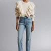 Best Sale Lige Flossede Jeans Kvinder Denim
