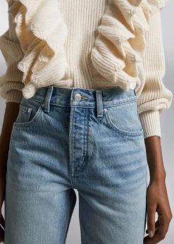 Best Sale Lige Flossede Jeans Kvinder Denim