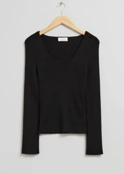 Outlet Merino Ribstrikket Troje Kvinder Strik