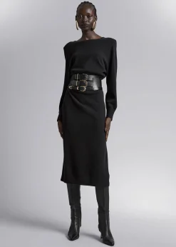 Discount Merino Strik Midikjole Kvinder Kjoler