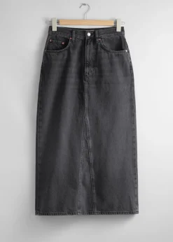 New Midi Nederdel I Denim Kvinder Denim