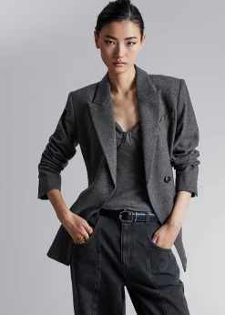 Clearance Monteret Asymmetrisk Uldblazer Kvinder Sæt Og Dragter