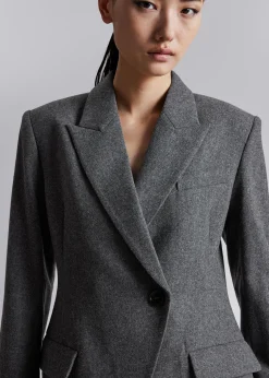 Clearance Monteret Asymmetrisk Uldblazer Kvinder Sæt Og Dragter