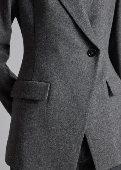 Clearance Monteret Asymmetrisk Uldblazer Kvinder Sæt Og Dragter