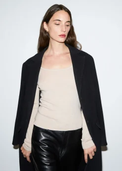 Best Sale Monteret Scoop-Neck Top Kvinder Toppe