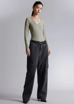 Store Off-Soulder Wrap Bodysuit Kvinder Toppe