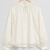 Sale Oversize Bluse Med Voluminose Aermer Kvinder Bluser Og Skjorter