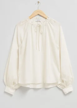 Sale Oversize Bluse Med Voluminose Aermer Kvinder Bluser Og Skjorter