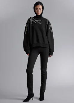 Cheap Oversized Beaded Sweatshirt Kvinder Toppe