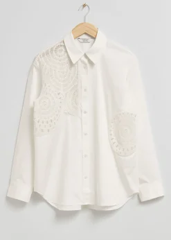 Flash Sale Oversized Haeklet Detaljeskjorte Kvinder Bluser Og Skjorter