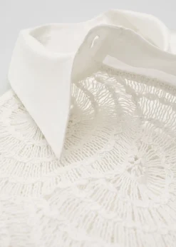 Flash Sale Oversized Haeklet Detaljeskjorte Kvinder Bluser Og Skjorter