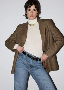 Hot Oversized Pinstripe Blazer Kvinder Sæt Og Dragter