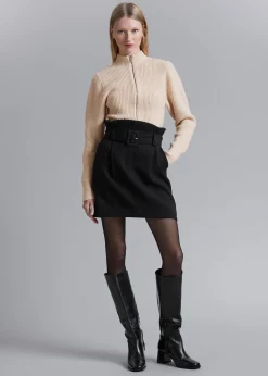 Fashion Paperbag Talje Mininederdel Kvinder Nederdele