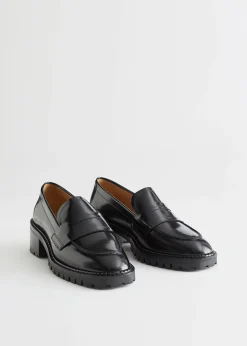 Hot Penny Loafers I Laeder Med Haele Kvinder Lejligheder