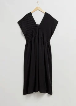 Best Plisseret Midi Kaftan Kjole Kvinder Kjoler