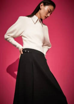 Store Plisseret Midi-Nederdel Kvinder Nederdele