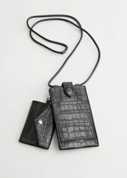 Online Pung I Croc-Praeget Laederhals Kvinder Tegnebøger