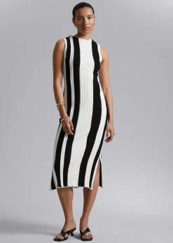 Cheap Ribbet Midikjole Kvinder Kjoler